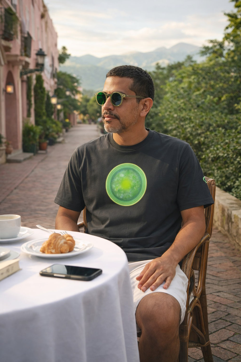 GREEN RELIGION · CANOPY LINES · “Green Sun” · Colors Unisex Organic Ribbed Neck T-Shirt