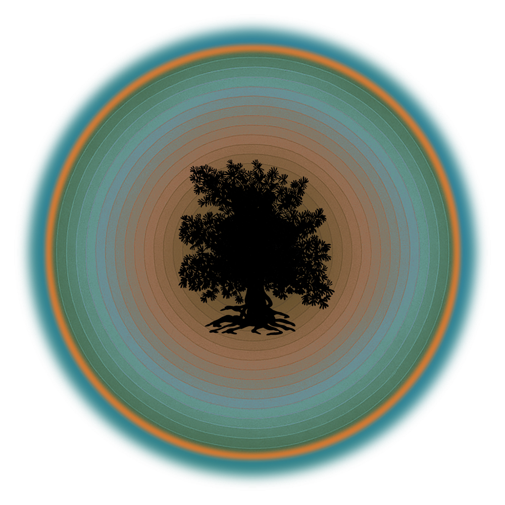 GREEN RELIGION · TRUE TREES · “Ring Field” · Orange-Jade · Unisex Cotton Sweatshirt