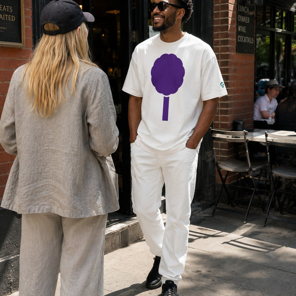 GREEN RELIGION · Origin G · “Tree One” · Purple · Oversized Organic Unisex T-Shirt