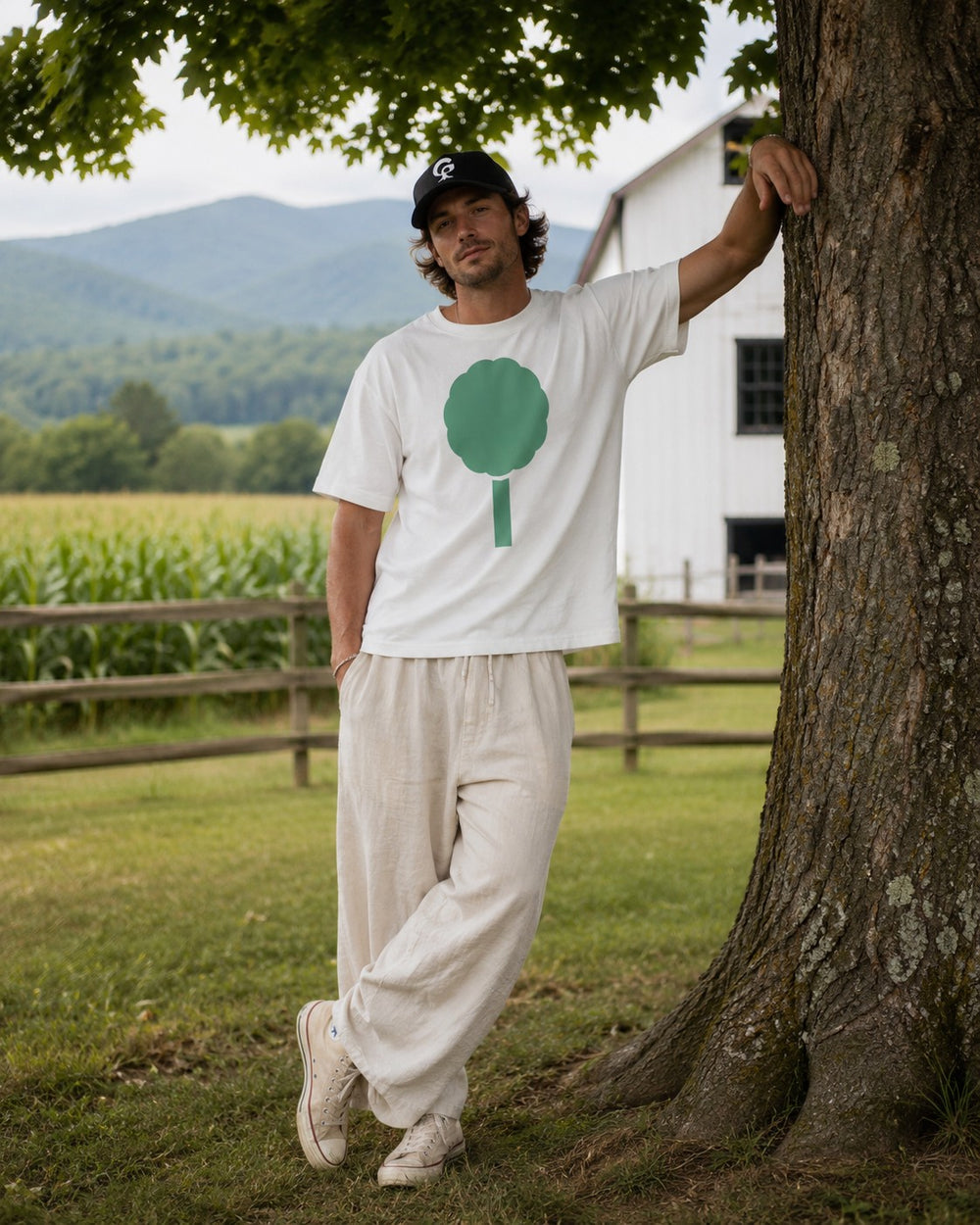 GREEN RELIGION · Origin G · “Tree One” · Sage green · Oversized Unisex Organic T-Shirt