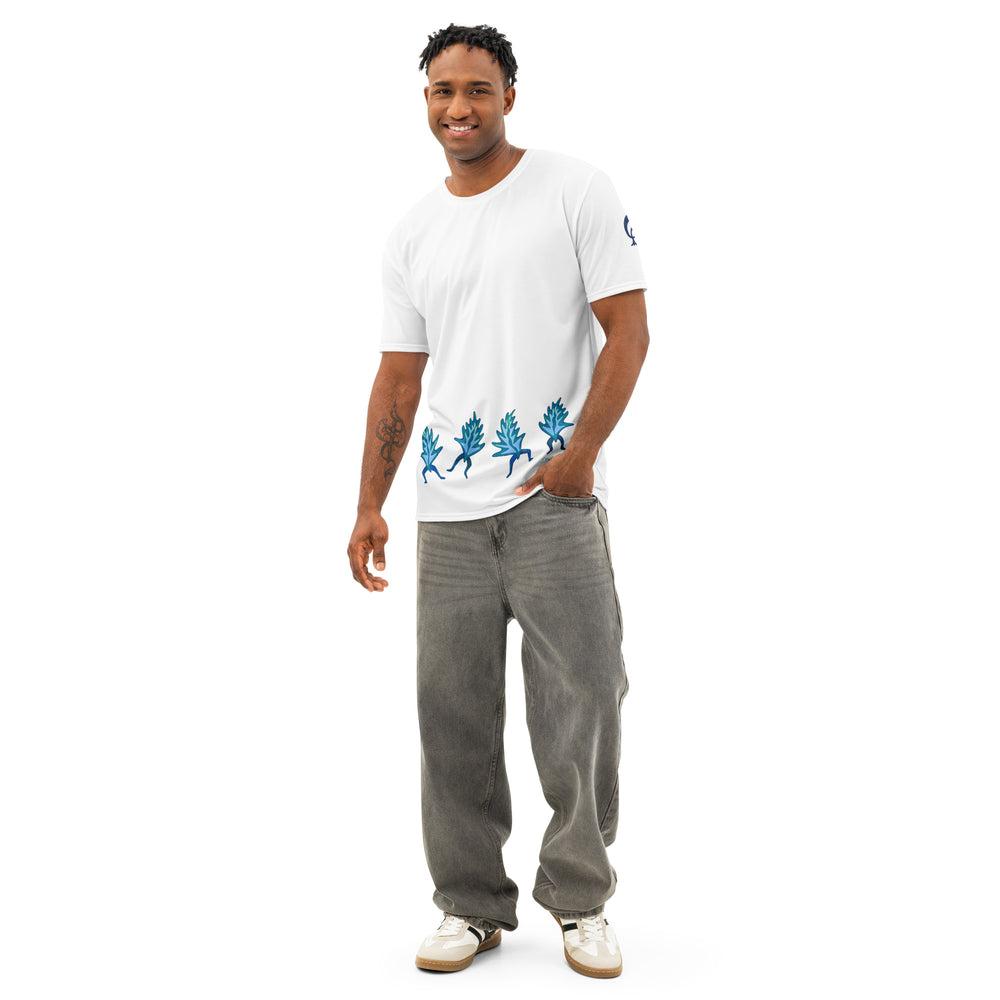 GREEN RELIGION · FREE PLAY LEAVES · “Blue Groove Four” · Men’s Cotton Crew Neck T-Shirt
