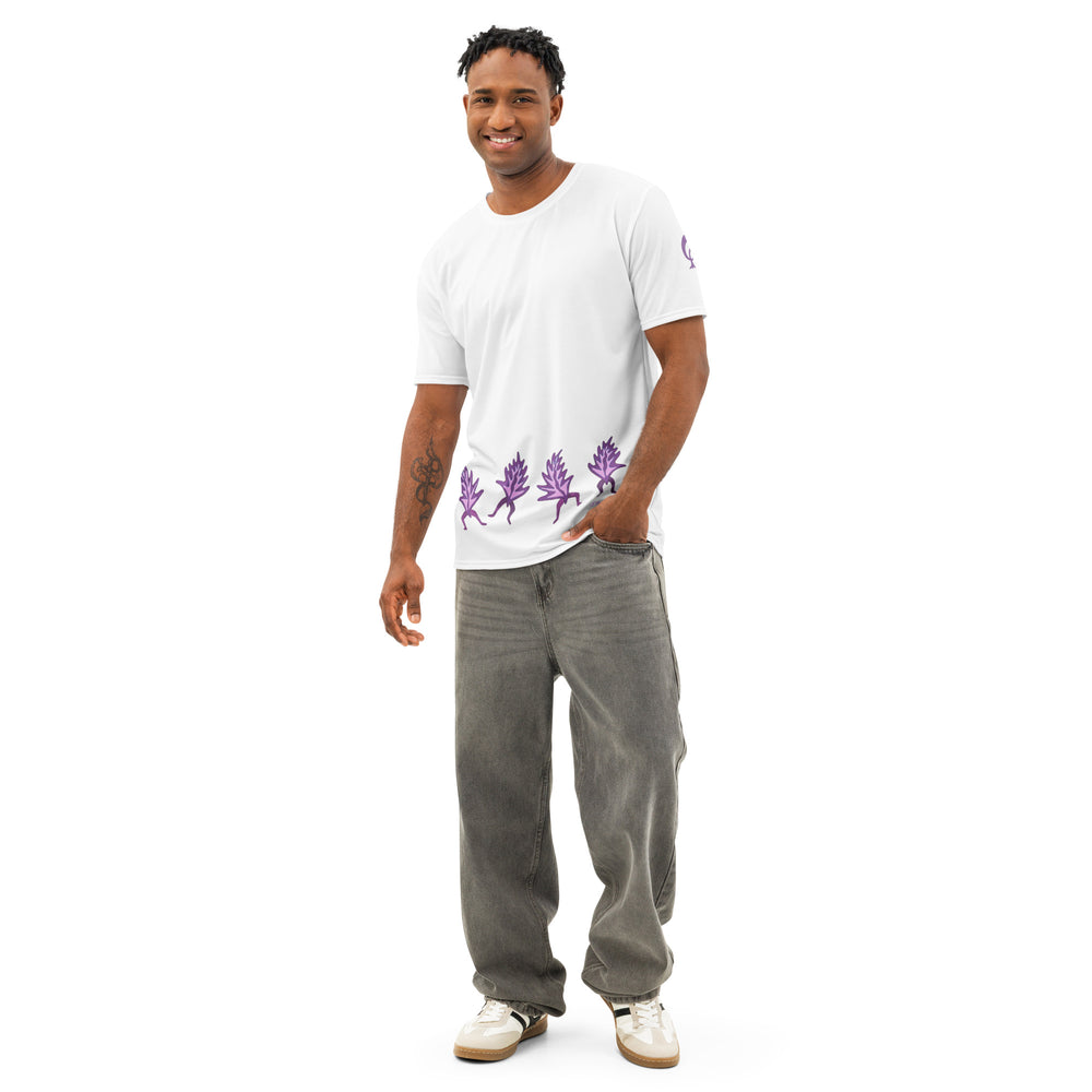 GREEN RELIGION · FREE PLAY LEAVES · “Plum Groove Four” · Men’s Cotton Crew Neck T-Shirt