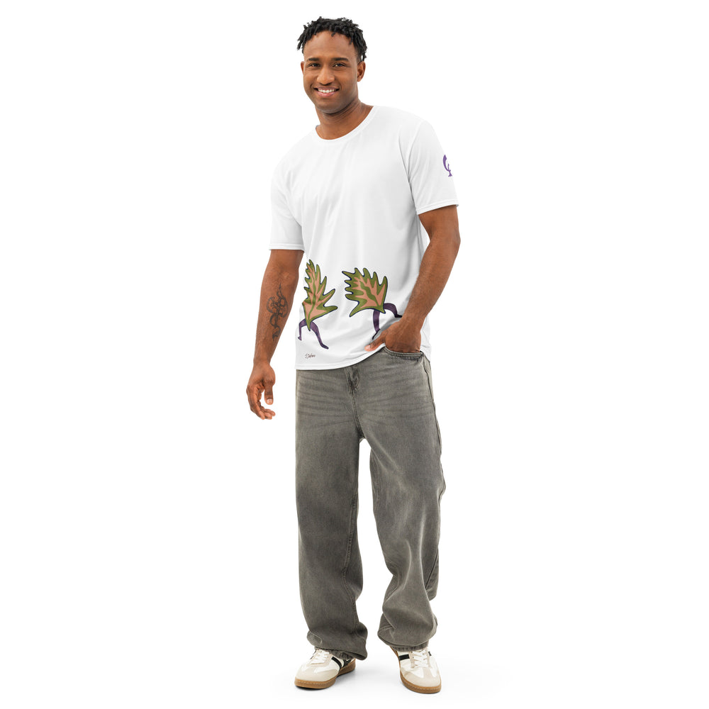 GREEN RELIGION · FREE PLAY LEAVES · “Duo Dance Ochre Purple” · Men’s Cotton Crew Neck T-Shirt irt