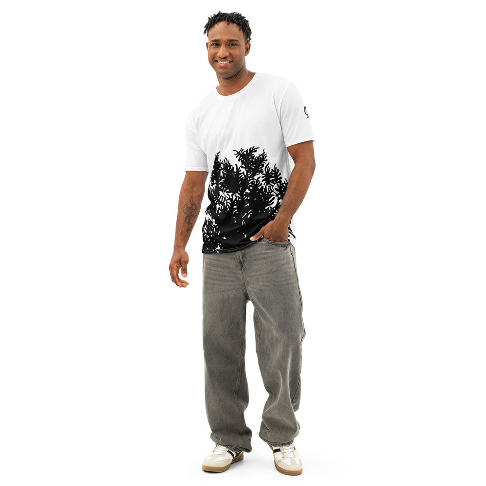 GREEN RELIGION · TRUE TREES · Memory Silhouette · “Leaves Alive” · Men’s Cotton T-Shirt