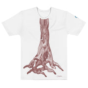 White T-Shirt with graphic tree trunk on white background