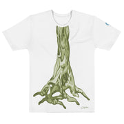 White T-Shirt with graphic tree trunk on white background