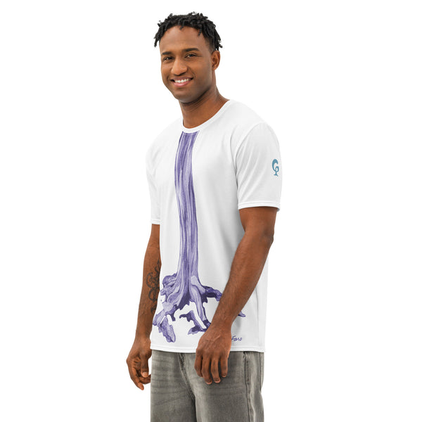 GREEN RELIGION · TRUE TREES · ROOT FLARE · “Bird Lover Purple” · Men’s Cotton T-Shirt