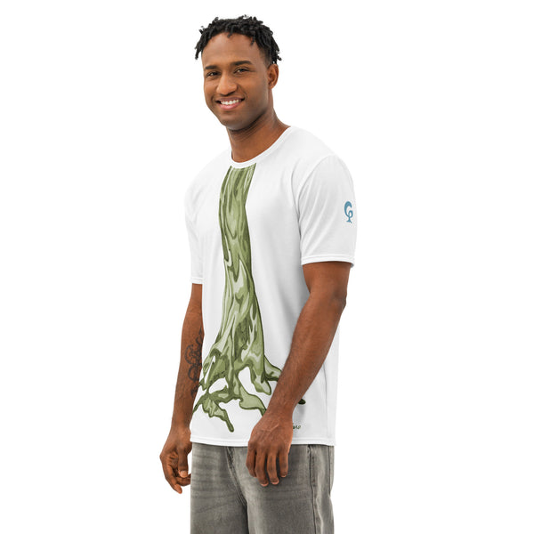 GREEN RELIGION · TRUE TREES · ROOT FLARE · “Leaves Alive Olive” · Men’s Cotton T-Shirt