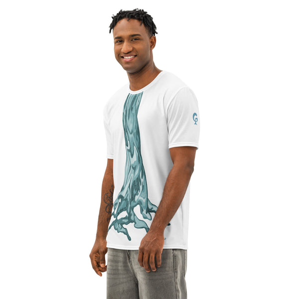 GREEN RELIGION · TRUE TREES · ROOT FLARE · “Leaves Alive Teal” · Men’s Cotton T-Shirt