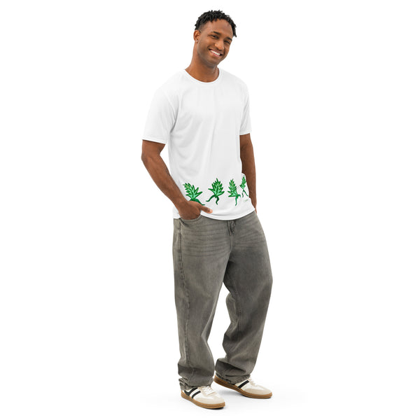 GREEN RELIGION · FREE PLAY LEAVES · “Green Groove Four” · Men’s Cotton Crew Neck T-Shirt
