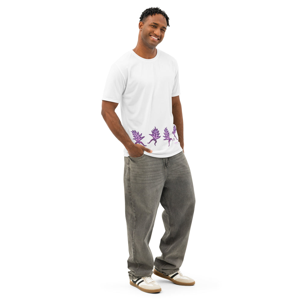 GREEN RELIGION · FREE PLAY LEAVES · “Plum Groove Four” · Men’s Cotton Crew Neck T-Shirt