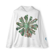 Green Floral printed on white hoodie