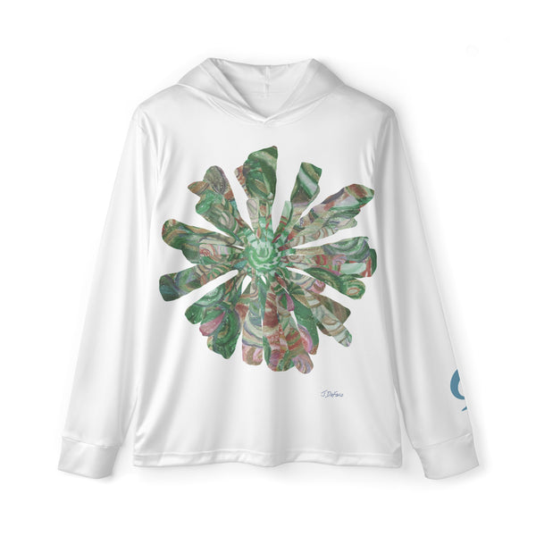 Green Floral printed on white hoodie