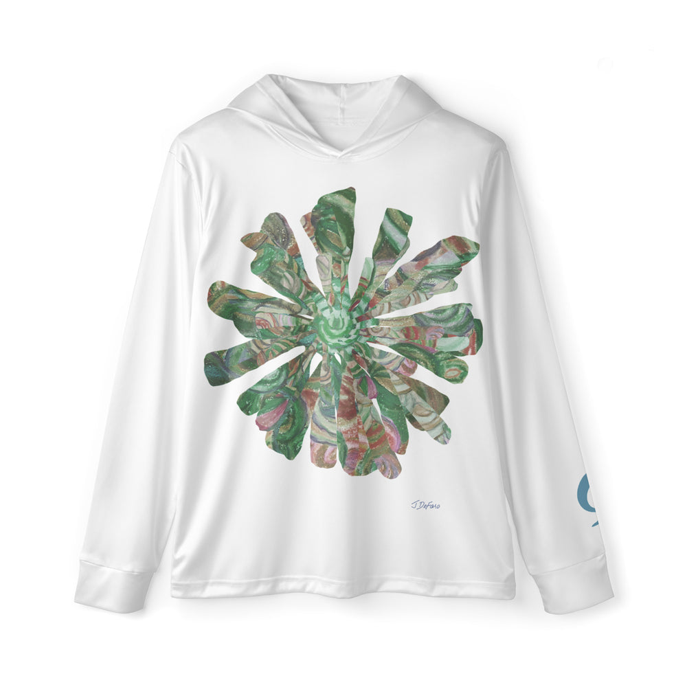 Green Floral printed on white hoodie