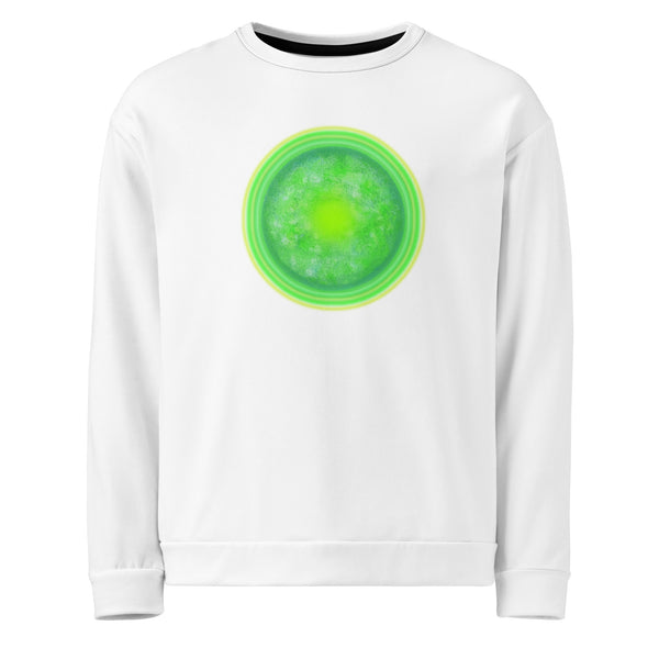 sweatshirt with green circular sun image