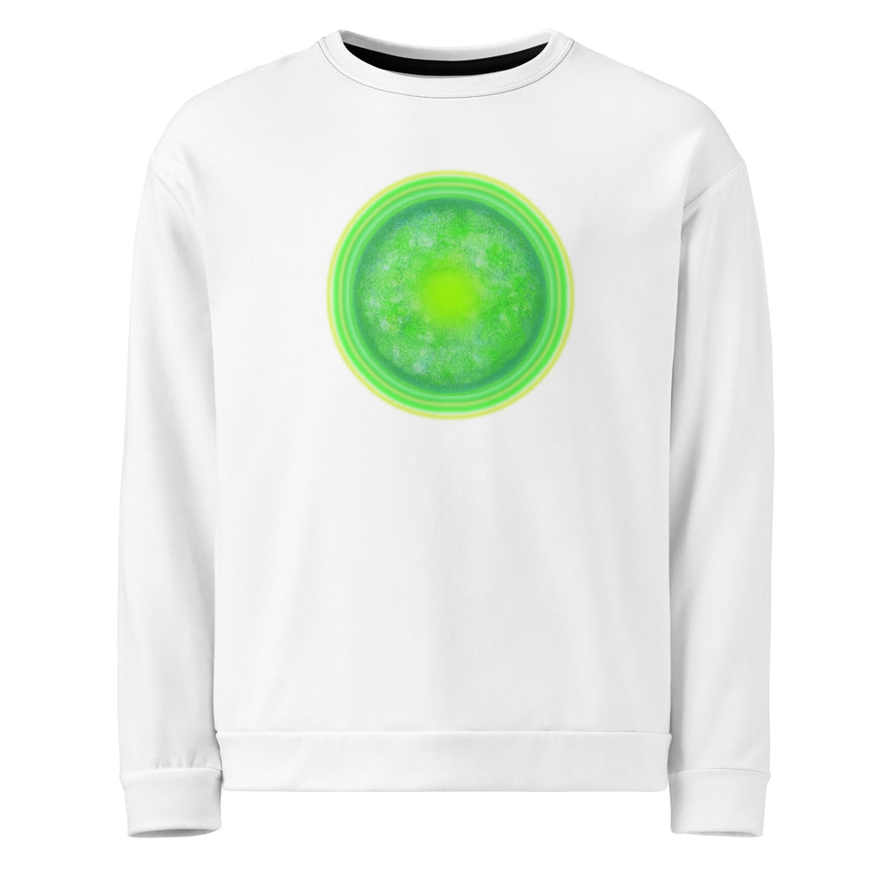 sweatshirt with green circular sun image