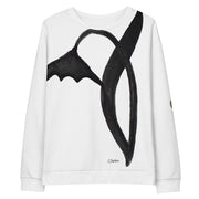 White sweatshirt with black wildflower on white background
