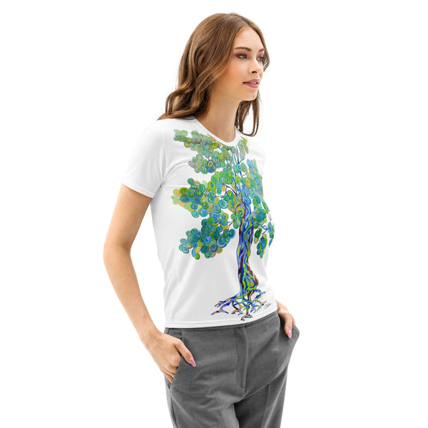 GREEN RELIGION · TRUE TREES · “By the Bay” · Women’s T-Shirt