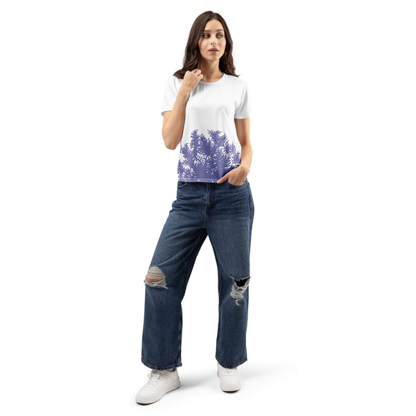 GREEN RELIGION · TRUE TREES · Women’s Memory Silhouette · “Leaves Alive” · All-Over Print Crew Neck T-Shirt