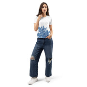 GREEN RELIGION · TRUE TREES · Women’s Memory Silhouette · “By the Bay” · All-Over Print Crew Neck T-Shirt