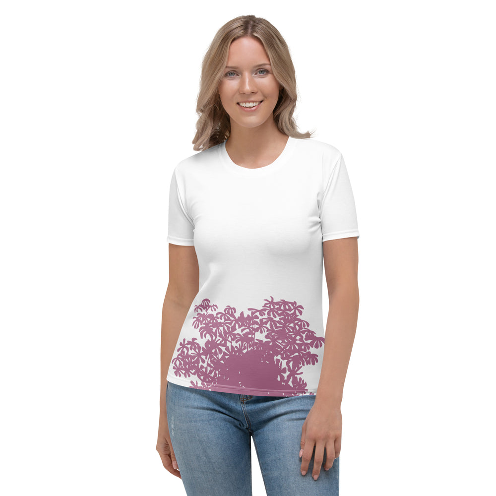 GREEN RELIGION · TRUE TREES · Women’s Memory Silhouette · “Promise Bloomer” · All-Over Print Crew Neck T-Shirt