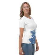 GREEN RELIGION · TRUE TREES · Women’s Memory Silhouette · “By the Bay” · All-Over Print Crew Neck T-Shirt