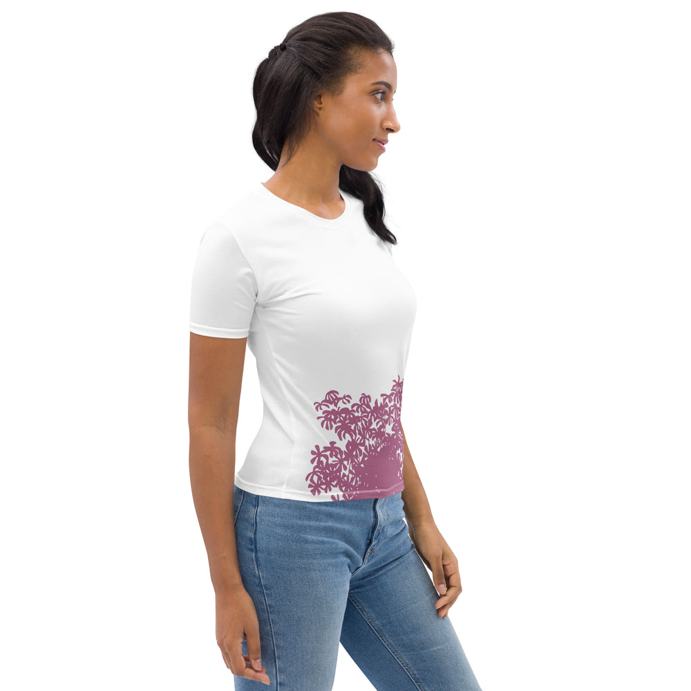 GREEN RELIGION · TRUE TREES · Women’s Memory Silhouette · “Promise Bloomer” · All-Over Print Crew Neck T-Shirt