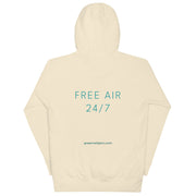 GREEN RELIGION · SPOKEN LEAF · “FREE AIR 24/7” · Cotton Unisex Premium Hoodie