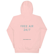 GREEN RELIGION · SPOKEN LEAF · “FREE AIR 24/7” · Cotton Unisex Premium Hoodie
