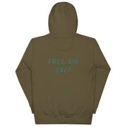 GREEN RELIGION · SPOKEN LEAF · “FREE AIR 24/7” · Cotton Unisex Premium Hoodie