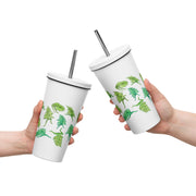 GREEN RELIGION · FREE PLAY LEAVES · “Silly Motion” · 2026 Print Edition · Insulated Tumbler with Straw