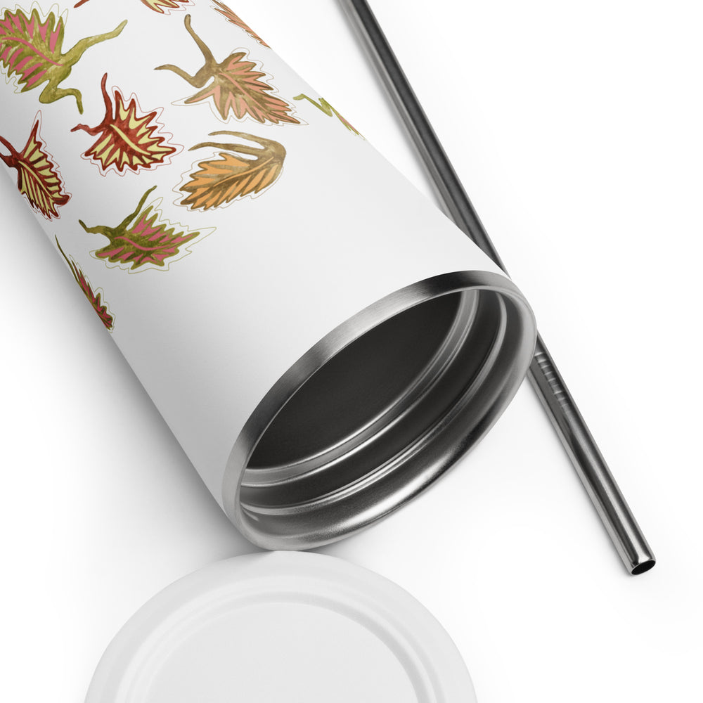 GREEN RELIGION · FREE PLAY LEAVES · “Silly Motion” · 2026 Print Edition · Insulated Tumbler with Straw