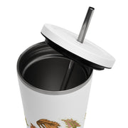 GREEN RELIGION · FREE PLAY LEAVES · “Silly Motion” · 2026 Print Edition · Insulated Tumbler with Straw