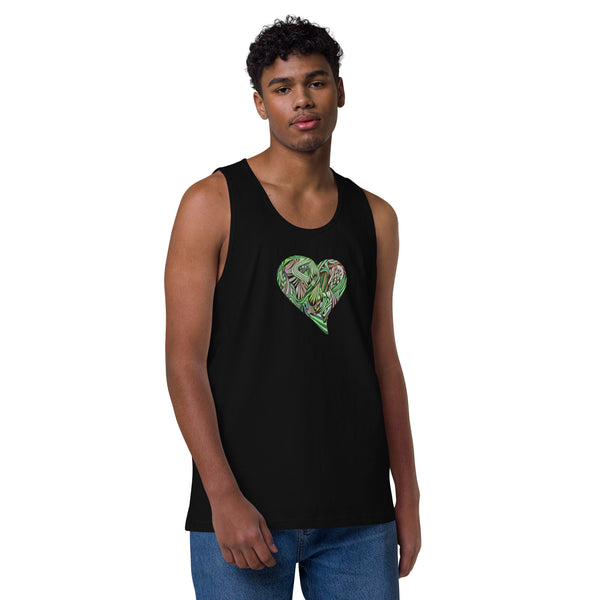 GREEN RELIGION · TRUE TREES · Growing Heart · Men’s Premium Tank Top