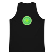 Black Men's Tank Top with Green Sun image on black background