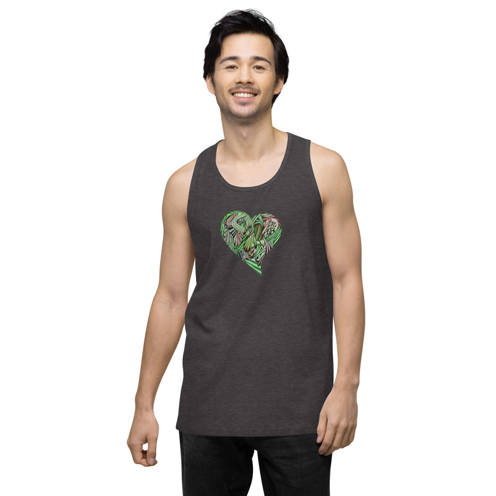 GREEN RELIGION · TRUE TREES · Growing Heart · Men’s Premium Tank Top
