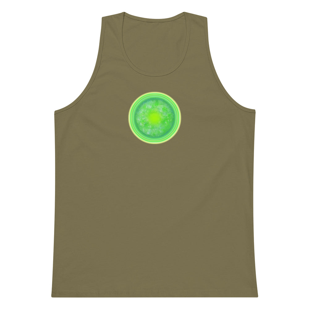 Men's Military Green Tank Top with Green Sun image Military Green background