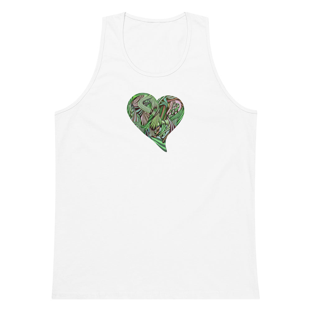 GREEN RELIGION · TRUE TREES · Growing Heart · Men’s Premium Tank Top