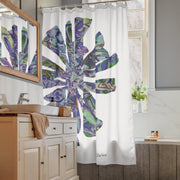GREEN RELIGION · CUT FLOWERS · “Plum Beach” · Shower Curtain