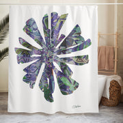GREEN RELIGION · CUT FLOWERS · “Plum Beach” · Shower Curtain