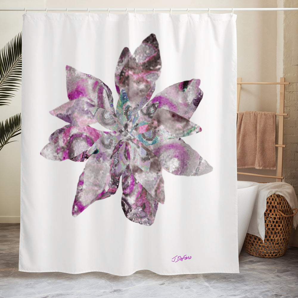 GREEN RELIGION · CUT FLOWERS · “Pink Pond” · Shower Curtain