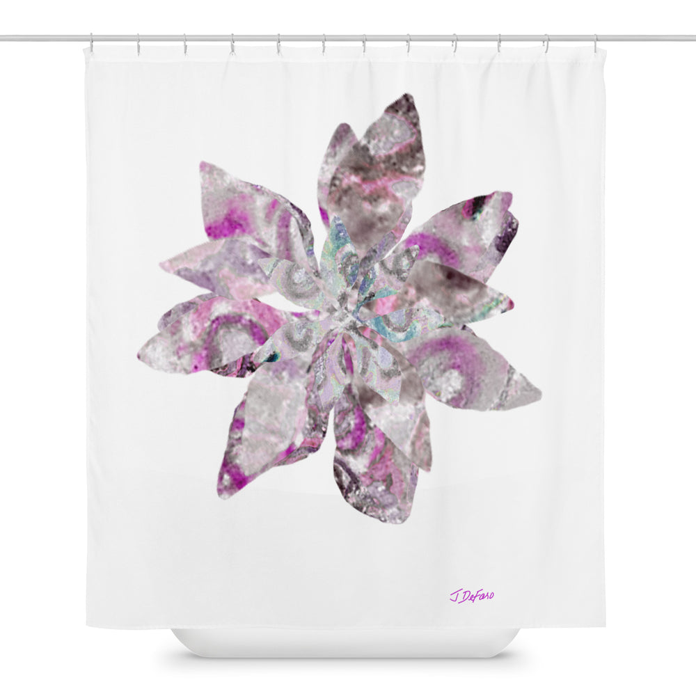GREEN RELIGION · CUT FLOWERS · “Pink Pond” · Shower Curtain