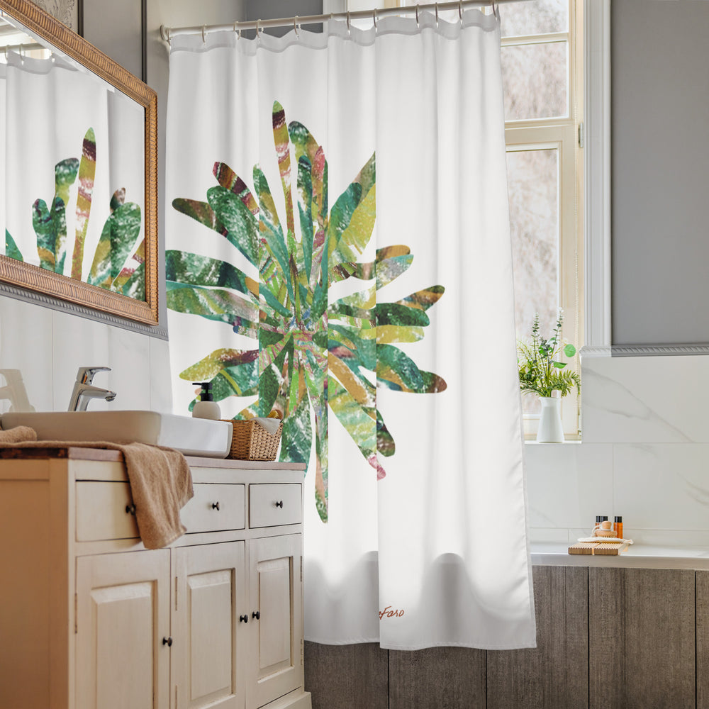 GREEN RELIGION · CUT FLOWERS · “Lake Shore” · Shower Curtain