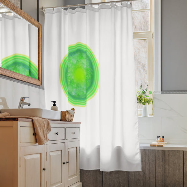 GREEN RELIGION · CANOPY LINES · “Green Sun” · Shower Curtain