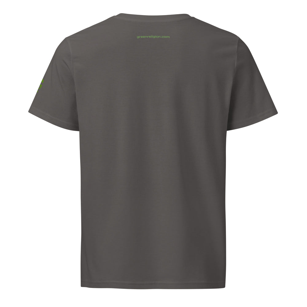 GREEN RELIGION · TRUE TREES · “Ring Field” · Lime-Plum · Unisex Organic Mid-Light T-Shirt