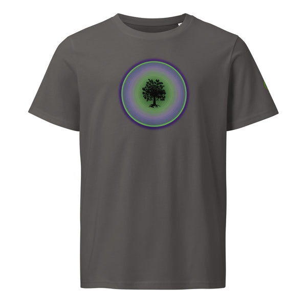 GREEN RELIGION · TRUE TREES · “Ring Field” · Lime-Plum · Unisex Organic Mid-Light T-Shirt