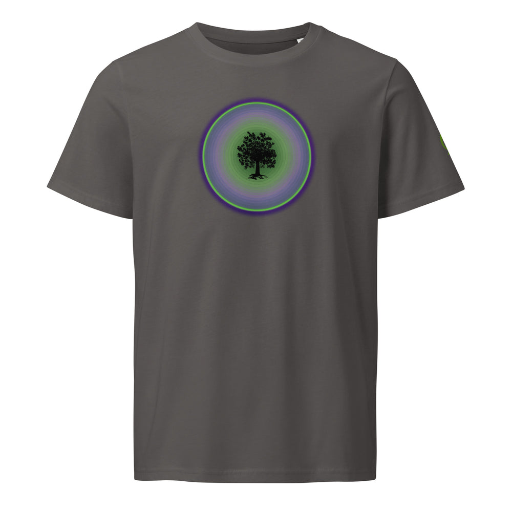 GREEN RELIGION · TRUE TREES · “Ring Field” · Lime-Plum · Unisex Organic Mid-Light T-Shirt