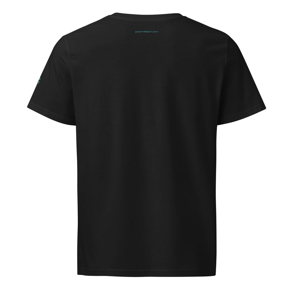 GREEN RELIGION · SPOKEN LEAF · “AQUA MOON” · Unisex Organic Mid-Light T-Shirt