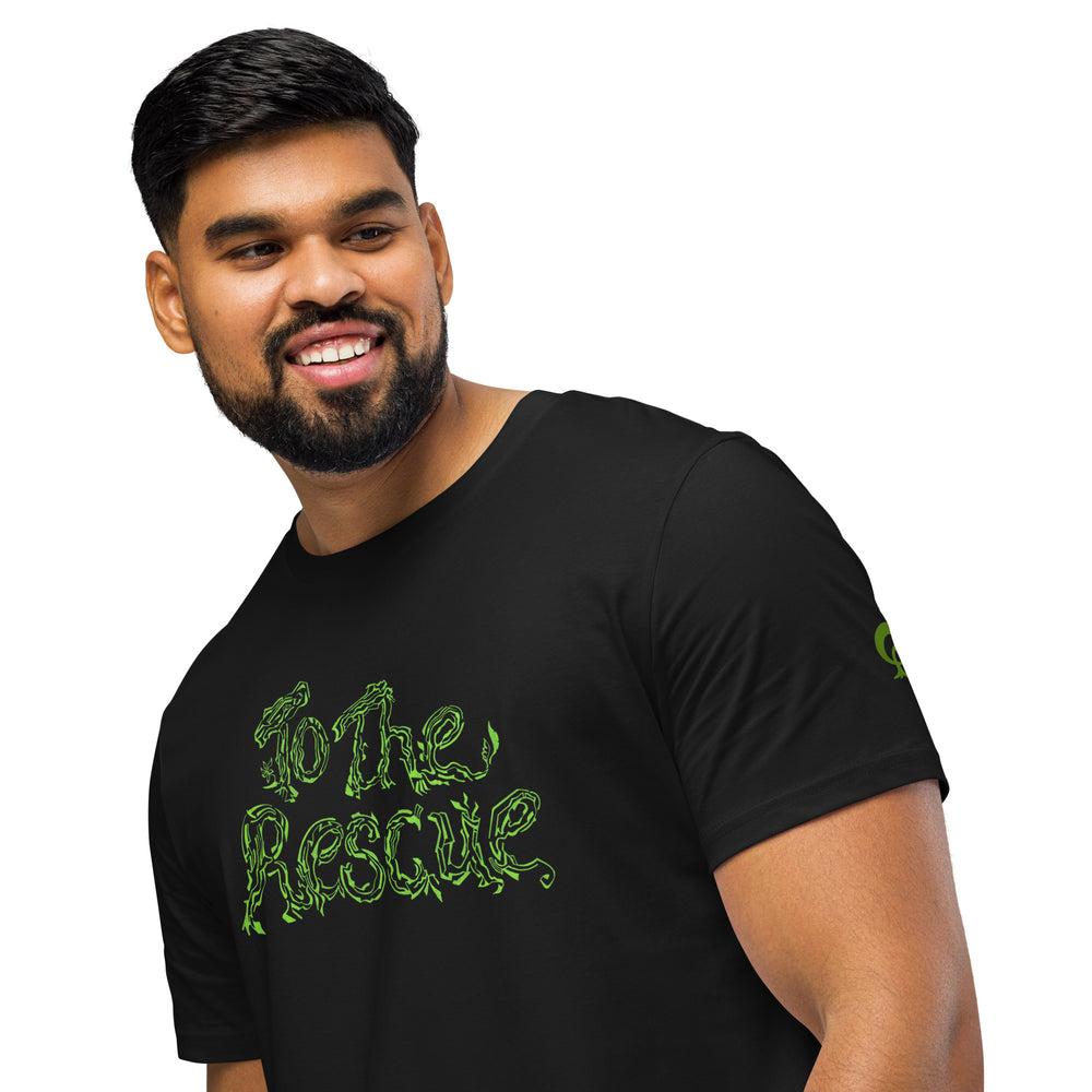 GREEN RELIGION · SPOKEN LEAF · “TO THE RESCUE” · Unisex Organic Mid-Light T-Shirt · Black