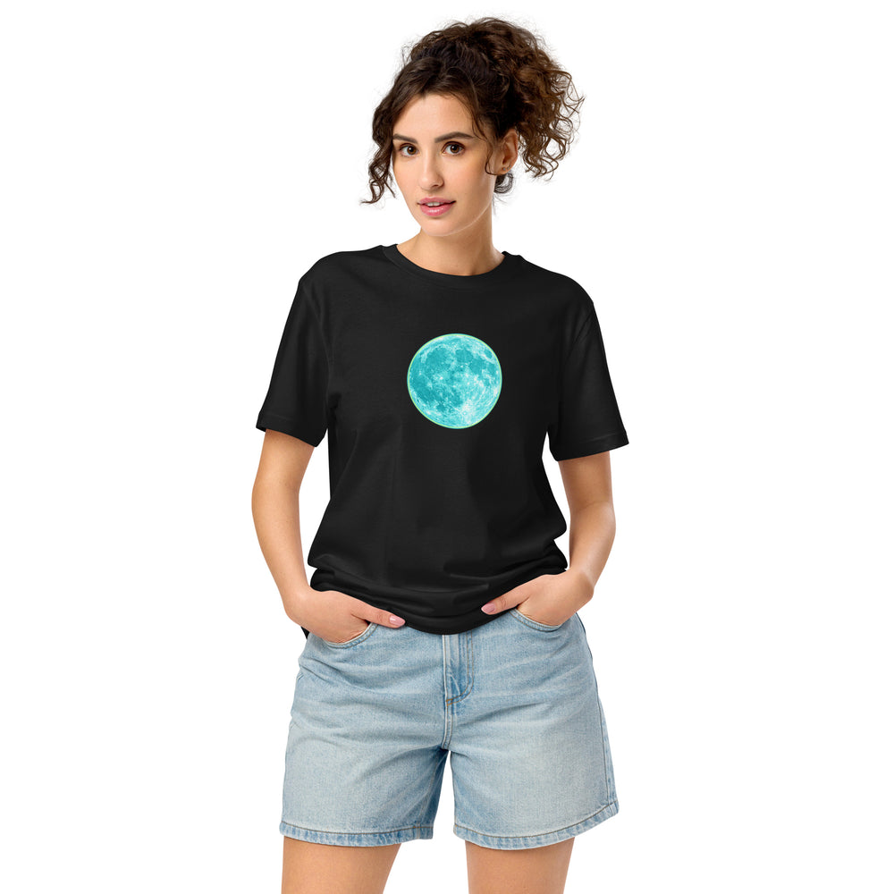 GREEN RELIGION · SPOKEN LEAF · “AQUA MOON” · Unisex Organic Mid-Light T-Shirt
